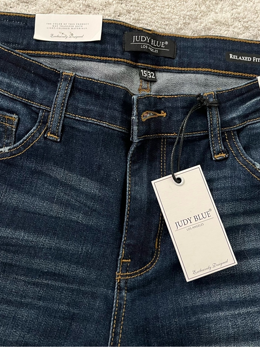 Judy Blue Dark Blue Denim Jeans with Brown Patch